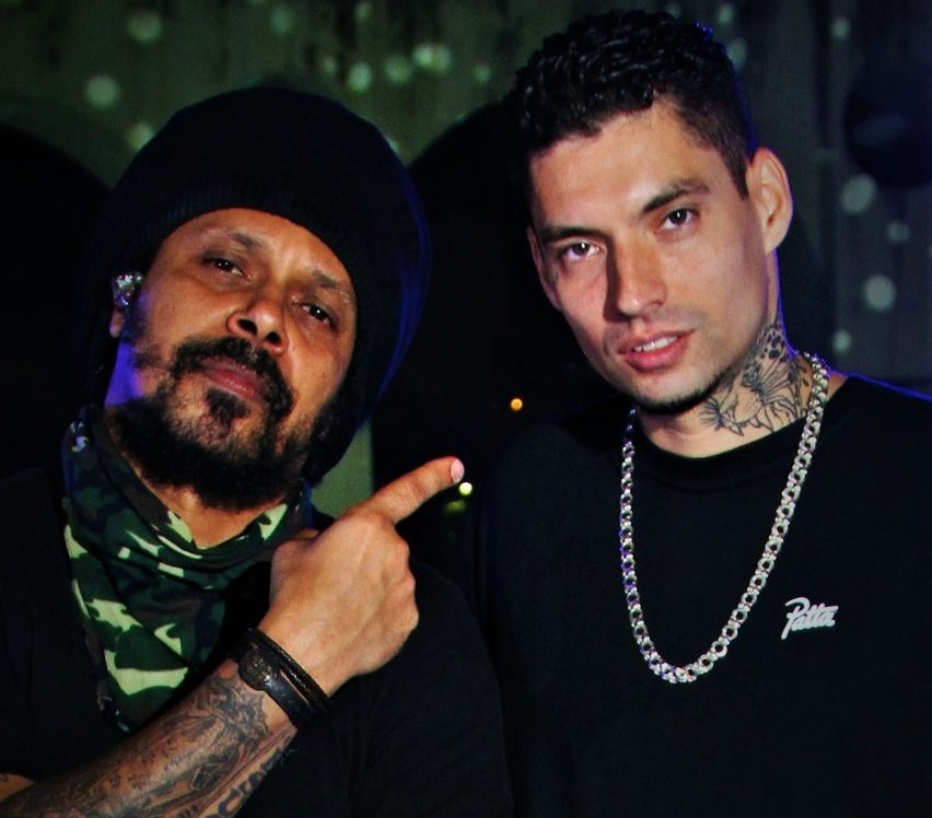 Marcelo Falcão com o rapper Filipe Ret