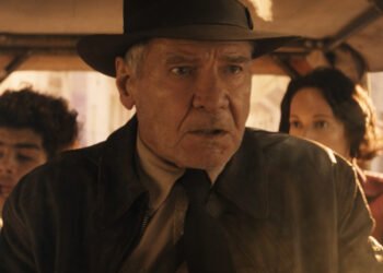 (L-R): Teddy (Ethann Isidore), Indiana Jones (Harrison Ford) and Helena (Phoebe Waller-Bridge) in Lucasfilm's INDIANA JONES AND THE DIAL OF DESTINY. ©2023 Lucasfilm Ltd. & TM. All Rights Reserved.