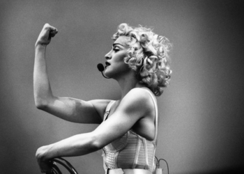 Madonna performs on stage at the Feyenoord stadium on July 24, 1990. Michel Linssen/Redferns