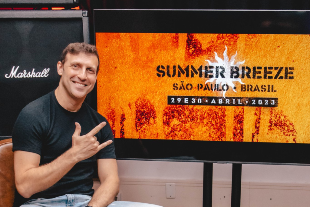 Bruno Sutter durante sua participação no podcast oficial do Summer Brezze | Foto por: Yasmin Cruz