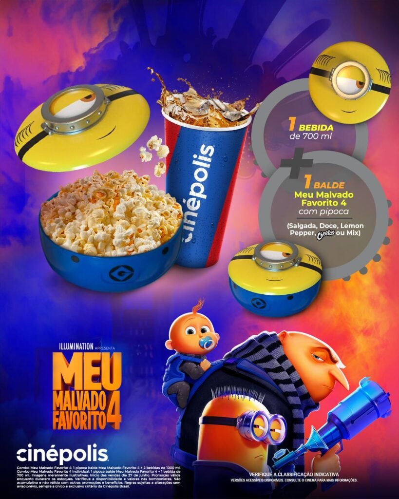 Cinépolis terá combo de "Meu Malvado Favorito 4" com balde exclusivo