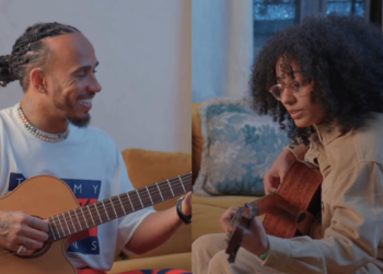 Tuyo ensina Lewis Hamilton a tocar Bossa Nova em SP