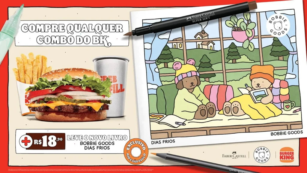 Restaurante do Burger King vira espaço de pintura em collab com Bobbie Goods e Faber-Castell