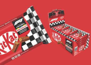 KitKat apresenta uma edição comemorativa de embalagens inspiradas na Fórmula 1, ampliando sua presença no universo esportivo.