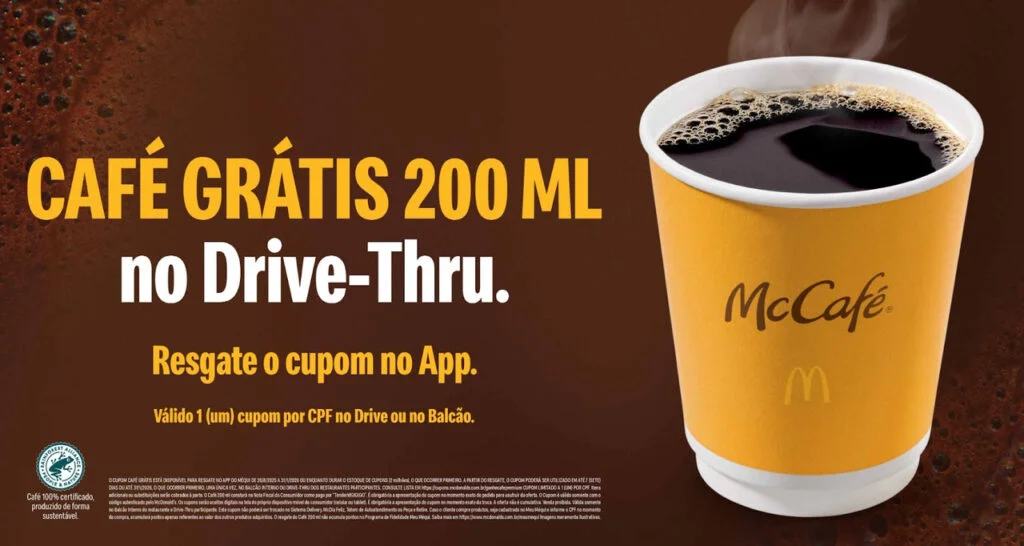 McDonald’s oferece café grátis em 53 unidades de rodovias e marginais até janeiro de 2026