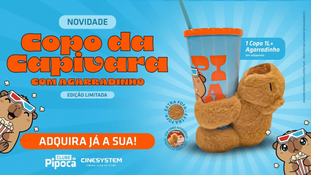 Cinesystem celebra Dia Mundial da Capivara com copo colecionável e pelúcia