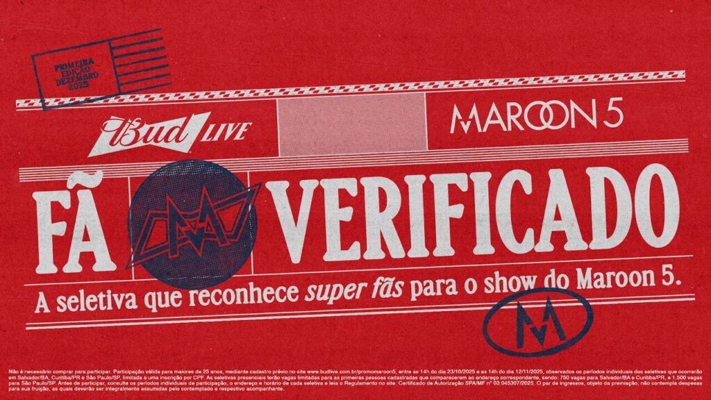 Quer ver o Maroon 5 de graça? Budweiser lança seletivas em três cidades