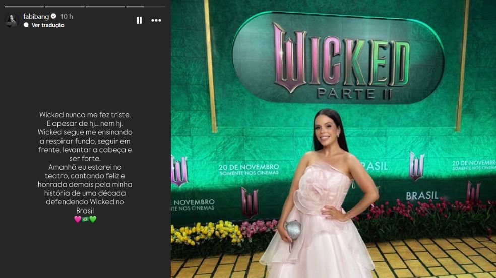 Wicked nunca me fez triste Fabi Bang se manifesta após ser barrada de posar com elenco do musical