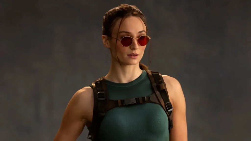 Sophie Turner aparece caracterizada como Lara Croft em “Tomb Raider”