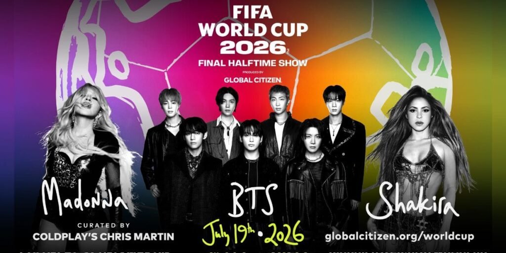Madonna, Shakira e BTS farão o histórico show de intervalo na final da Copa de 2026.